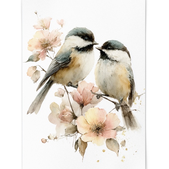 Watercolor Chickadee Bird Portrait Wall Art Print, Unframed - Charming Nature - Picture 2 of 7